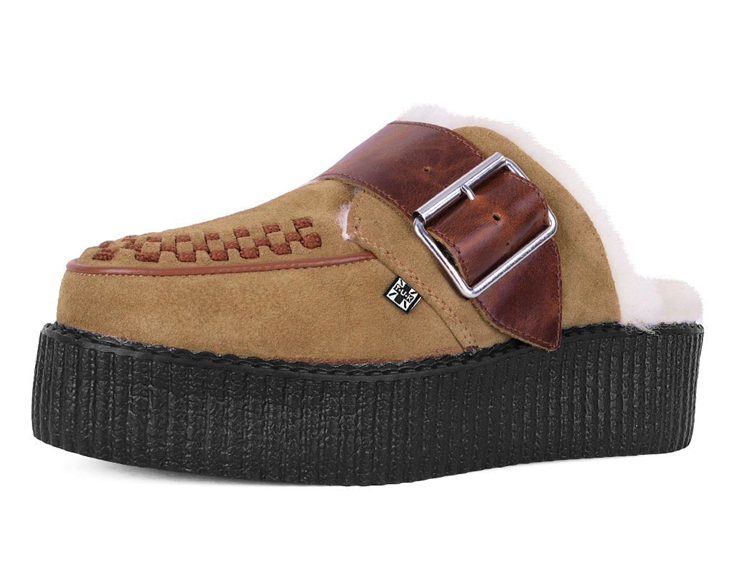 V3236L Brown Suede Wool Creeper Mule Brown T.U.K. Shoes