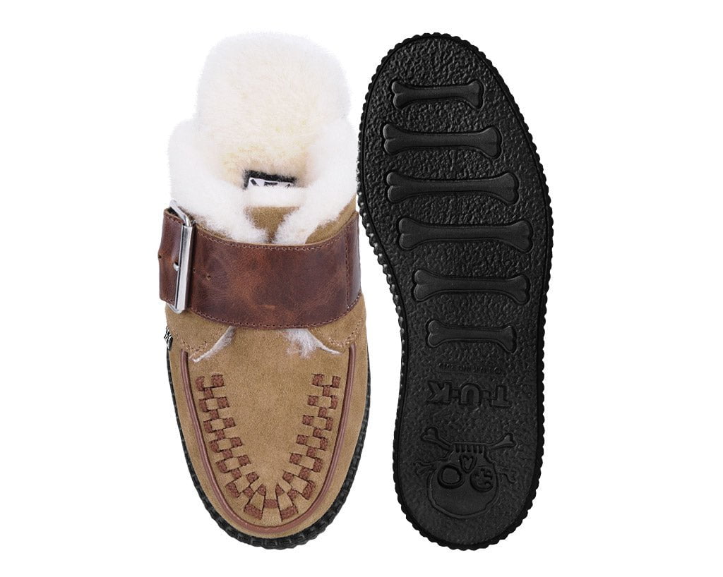 V3236L Brown Suede Wool Creeper Mule Brown T.U.K. Shoes