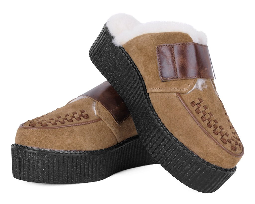 V3236L Brown Suede Wool Creeper Mule Brown T.U.K. Shoes
