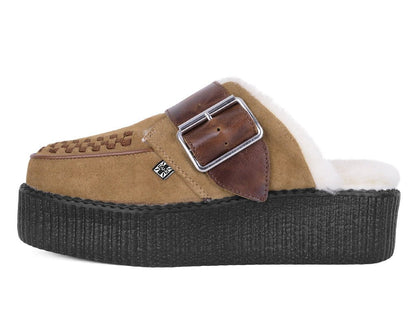 V3236L Brown Suede Wool Creeper Mule Brown T.U.K. Shoes