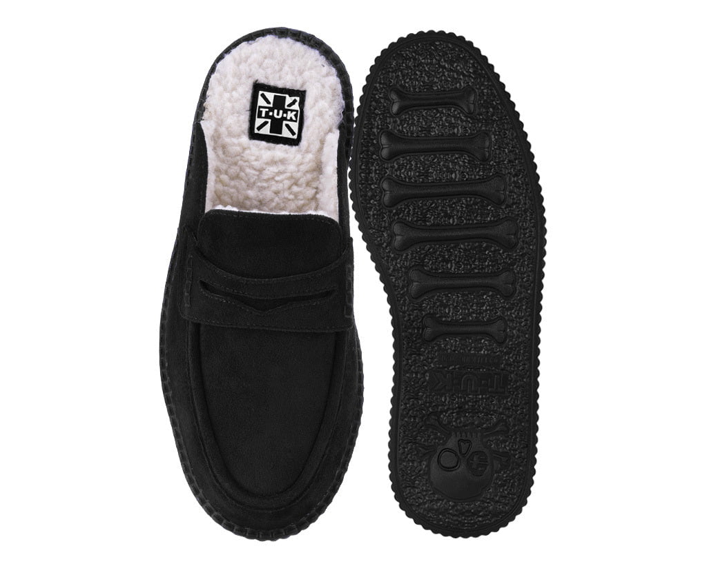 V3442 Black Plush Lined Creeper Mule Black T.U.K. Shoes