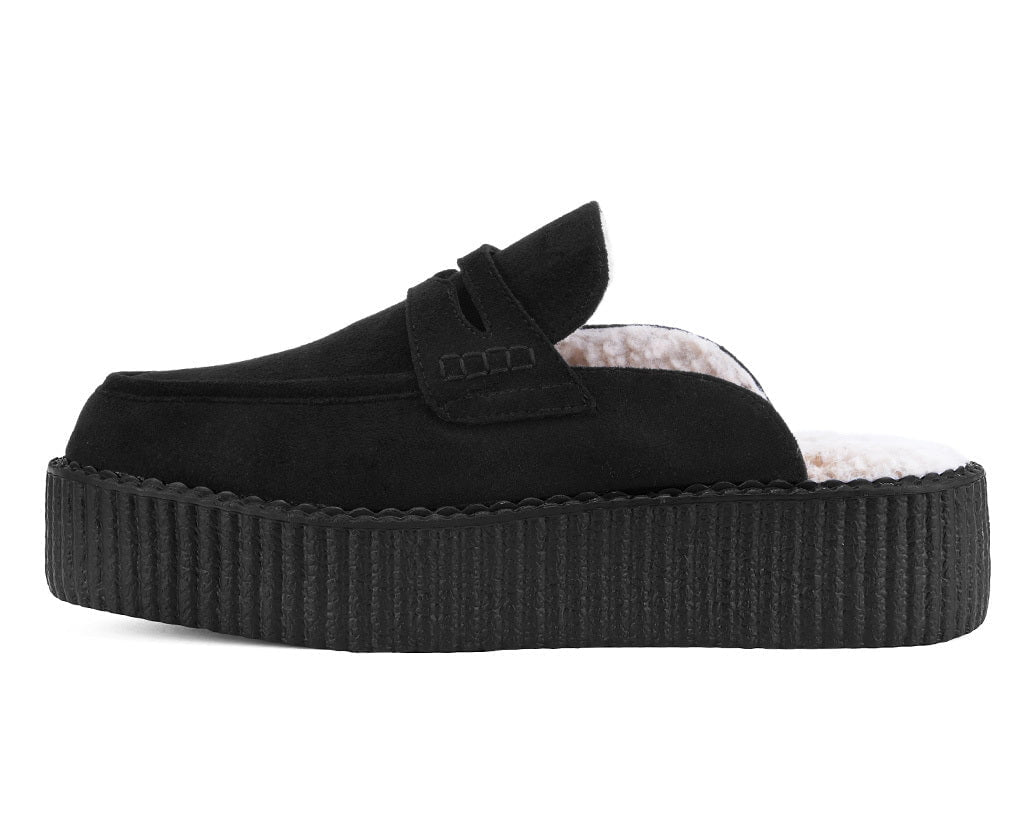 V3442 Black Plush Lined Creeper Mule Black T.U.K. Shoes