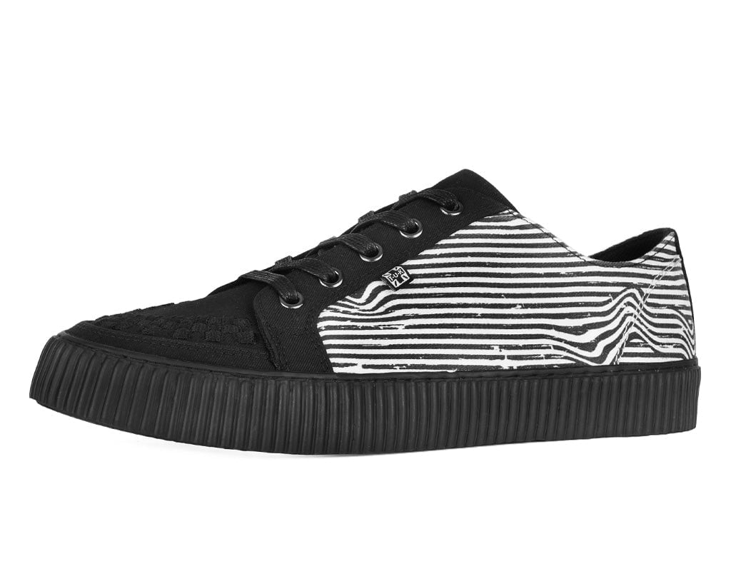 A3404 Black & White Canvas Lace-Up Creeper Sneaker Black/White T.U.K. Shoes