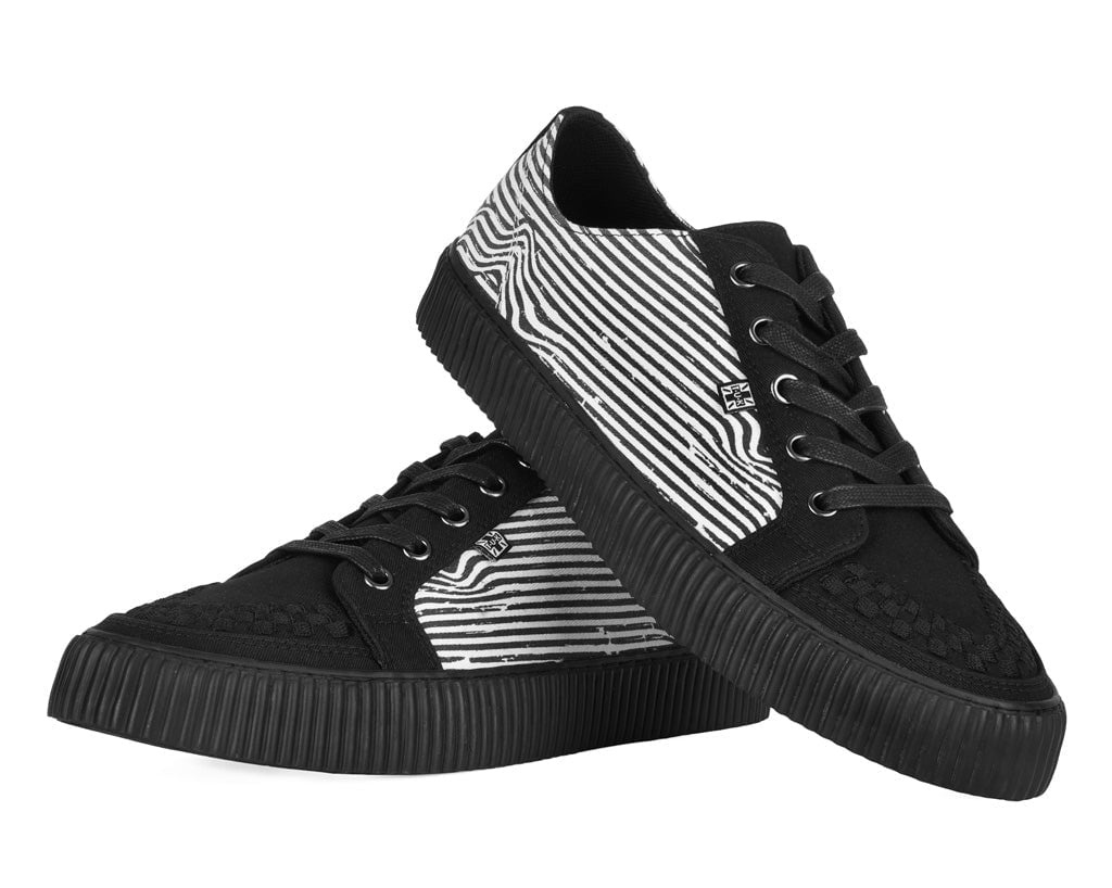 A3404 Black & White Canvas Lace-Up Creeper Sneaker Black/White T.U.K. Shoes