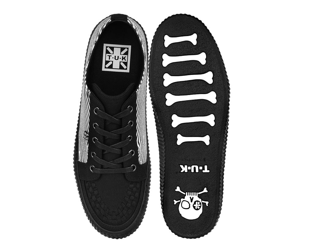 A3404 Black & White Canvas Lace-Up Creeper Sneaker Black/White T.U.K. Shoes