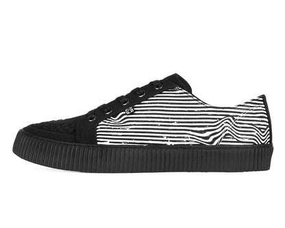 A3404 Black & White Canvas Lace-Up Creeper Sneaker Black/White T.U.K. Shoes