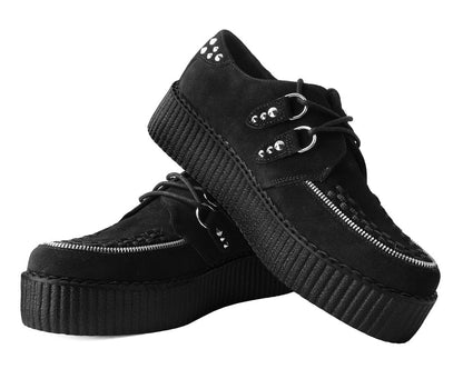 V3075 Black Suede Zipper Studded Mondo Creeper Black T.U.K. Shoes
