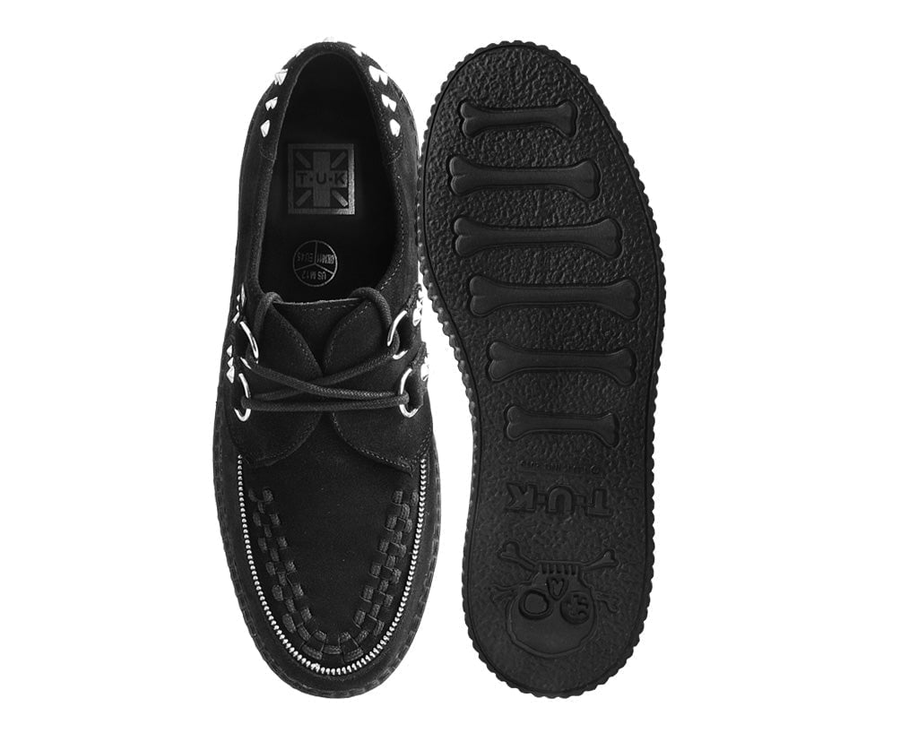 V3075 Black Suede Zipper Studded Mondo Creeper Black T.U.K. Shoes