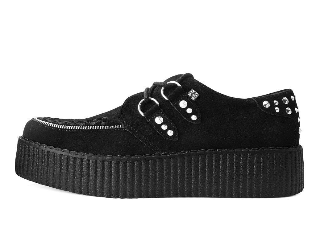 V3075 Black Suede Zipper Studded Mondo Creeper Black T.U.K. Shoes