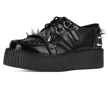 V3341 Black Leather Spike Viva Mondo Creeper Black T.U.K. Shoes