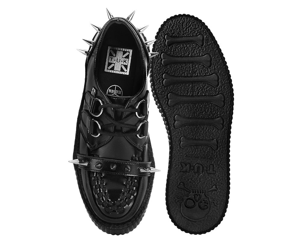 V3341 Black Leather Spike Viva Mondo Creeper Black T.U.K. Shoes
