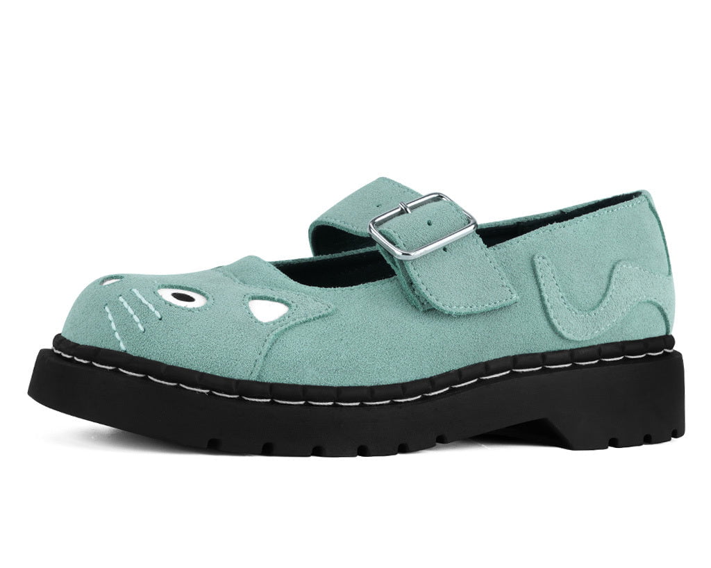 Pale Blue Suede Kitty Mary Jane Blue T.U.K. Shoes