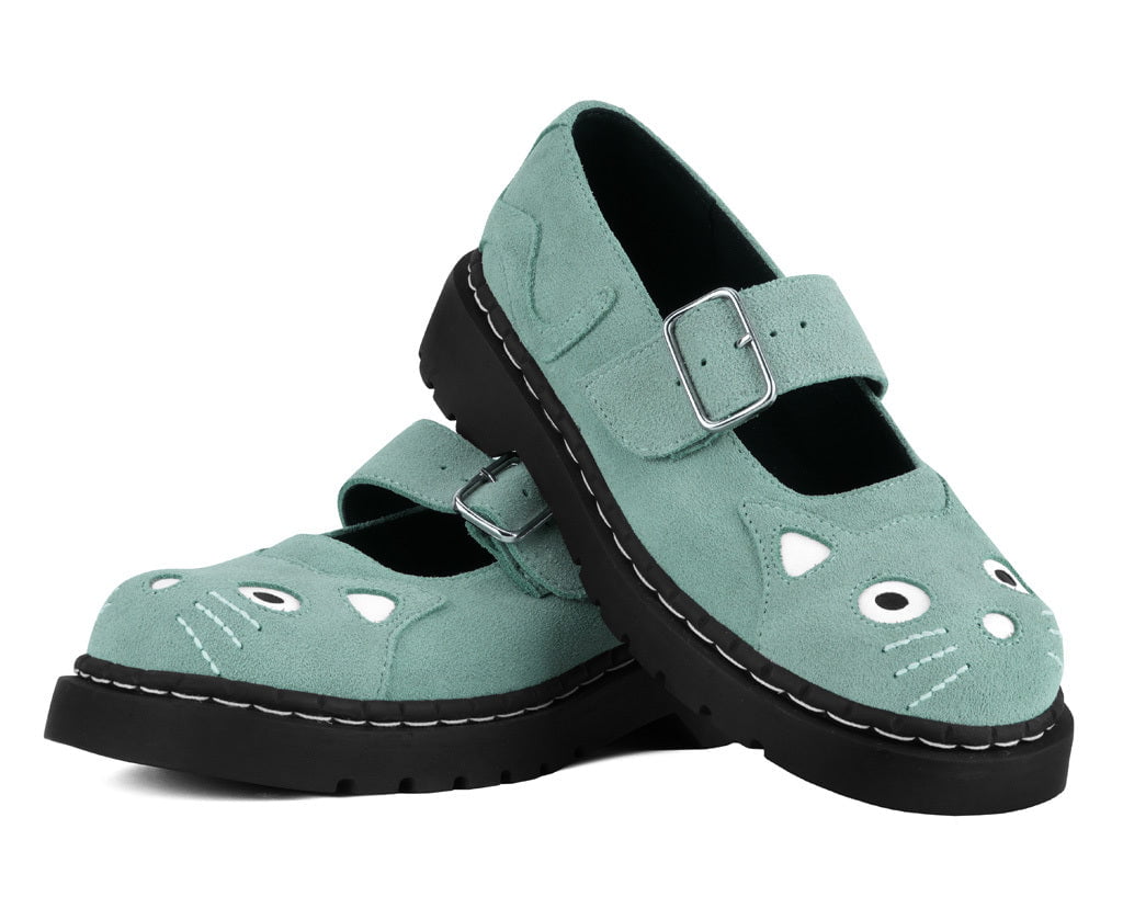 Pale Blue Suede Kitty Mary Jane Blue T.U.K. Shoes