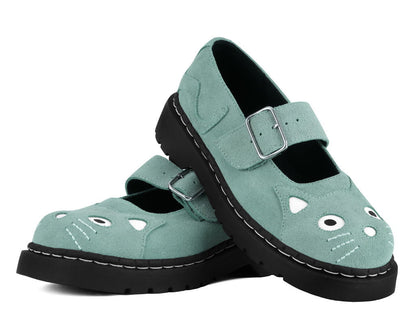 Pale Blue Suede Kitty Mary Jane Blue T.U.K. Shoes