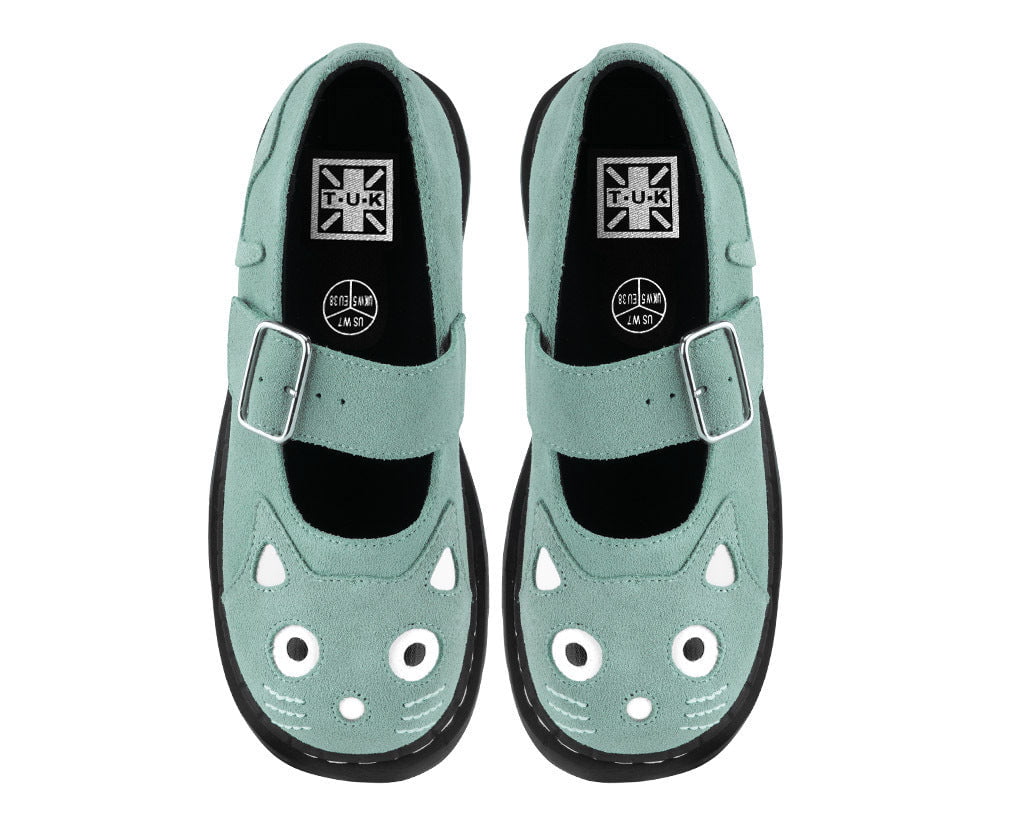 Pale Blue Suede Kitty Mary Jane Blue T.U.K. Shoes