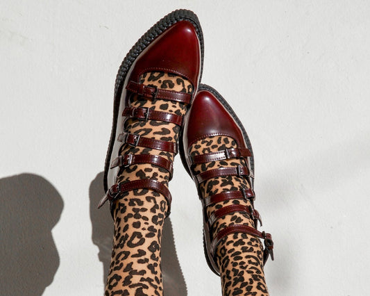 A9902L Burgundy Rub-Off Multi Strap Pointed Mary Jane Burgundy T.U.K. Shoes