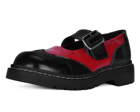 T2348 Black & Red Brogue Mary Jane Black/Red T.U.K. Shoes