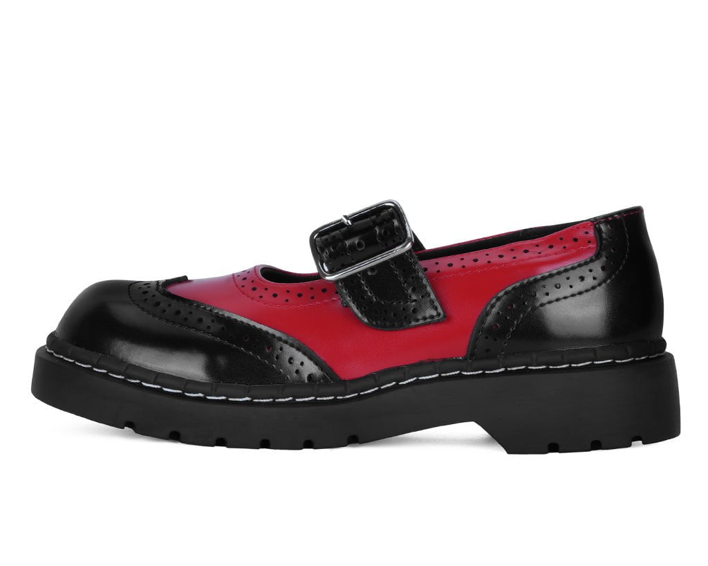 T2348 Black & Red Brogue Mary Jane Black/Red T.U.K. Shoes