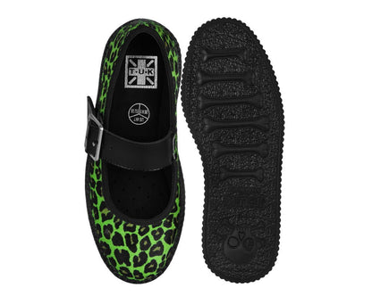 V3413L Green Leopard Cow Hair Mondo Mary Jane Blackgreen T.U.K. Shoes