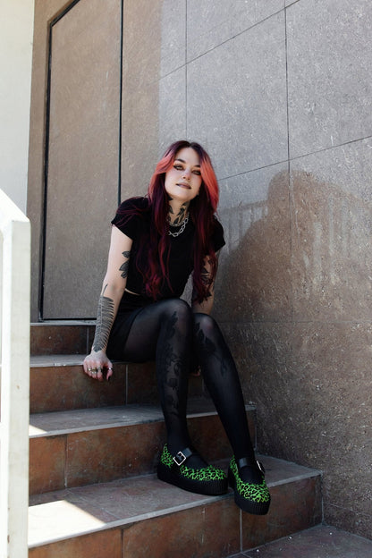V3413L Green Leopard Cow Hair Mondo Mary Jane Blackgreen T.U.K. Shoes