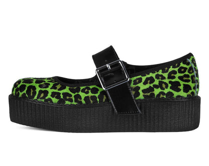 V3413L Green Leopard Cow Hair Mondo Mary Jane Blackgreen T.U.K. Shoes