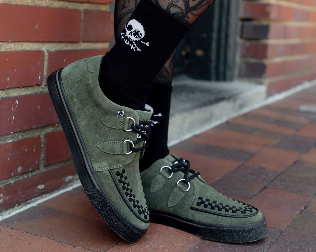 A3330 Olive Green Suede Creeper Sneaker Green T.U.K. Shoes