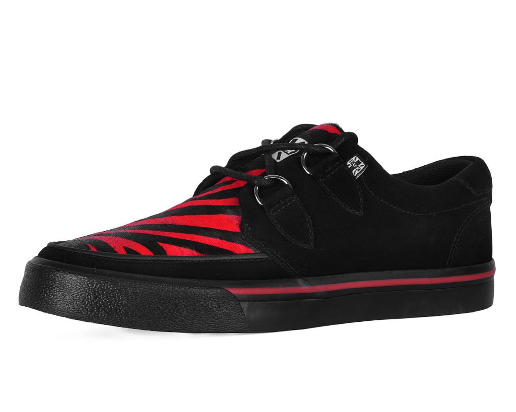 A3400 Black &Red Zebra Suede Creeper Sneaker Blackred T.U.K. Shoes