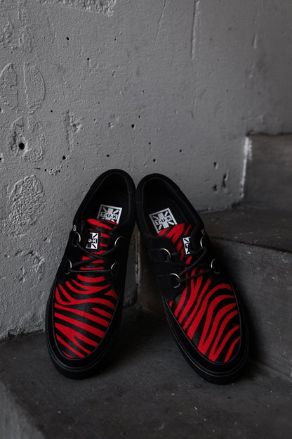 A3400 Black &Red Zebra Suede Creeper Sneaker Blackred T.U.K. Shoes