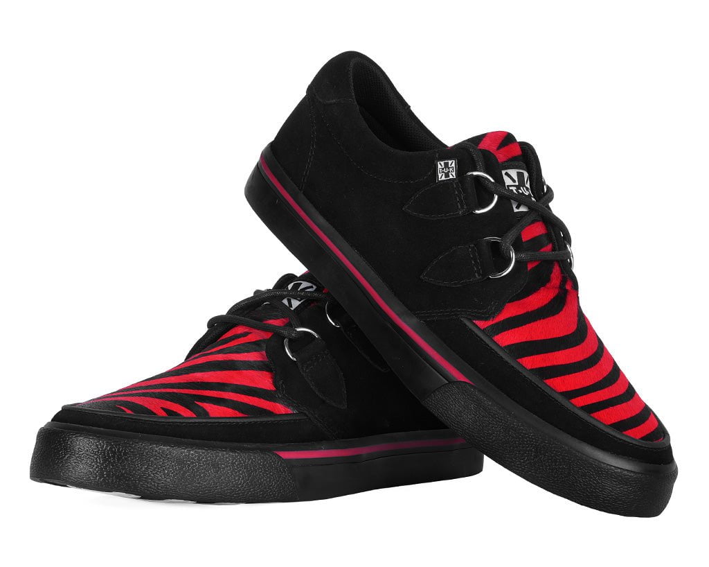 A3400 Black &Red Zebra Suede Creeper Sneaker Blackred T.U.K. Shoes