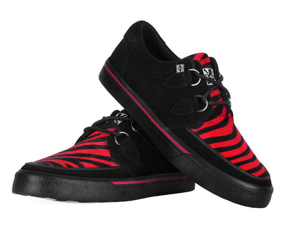 A3400 Black &Red Zebra Suede Creeper Sneaker Blackred T.U.K. Shoes
