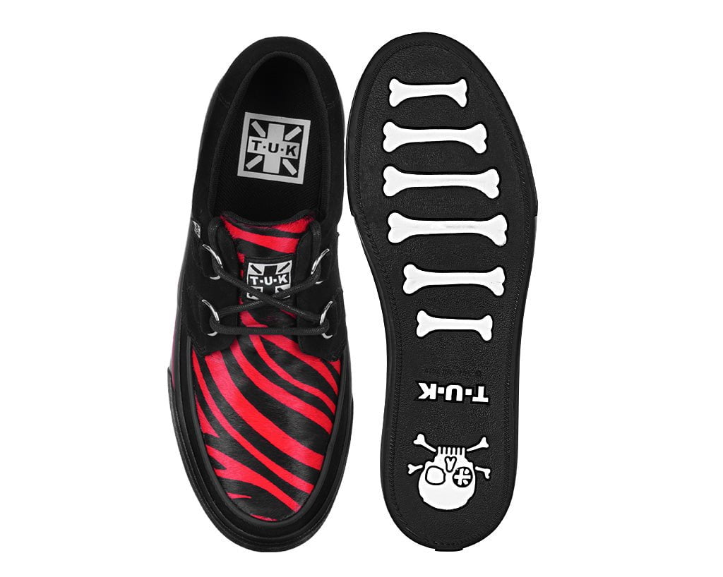 A3400 Black &Red Zebra Suede Creeper Sneaker Blackred T.U.K. Shoes
