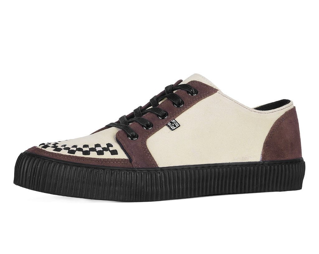 A3431 Tan & Brown Suede Lace-Up Creeper Sneaker Brown T.U.K. Shoes