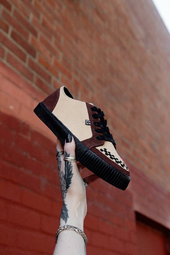 A3431 Tan & Brown Suede Lace-Up Creeper Sneaker Brown T.U.K. Shoes