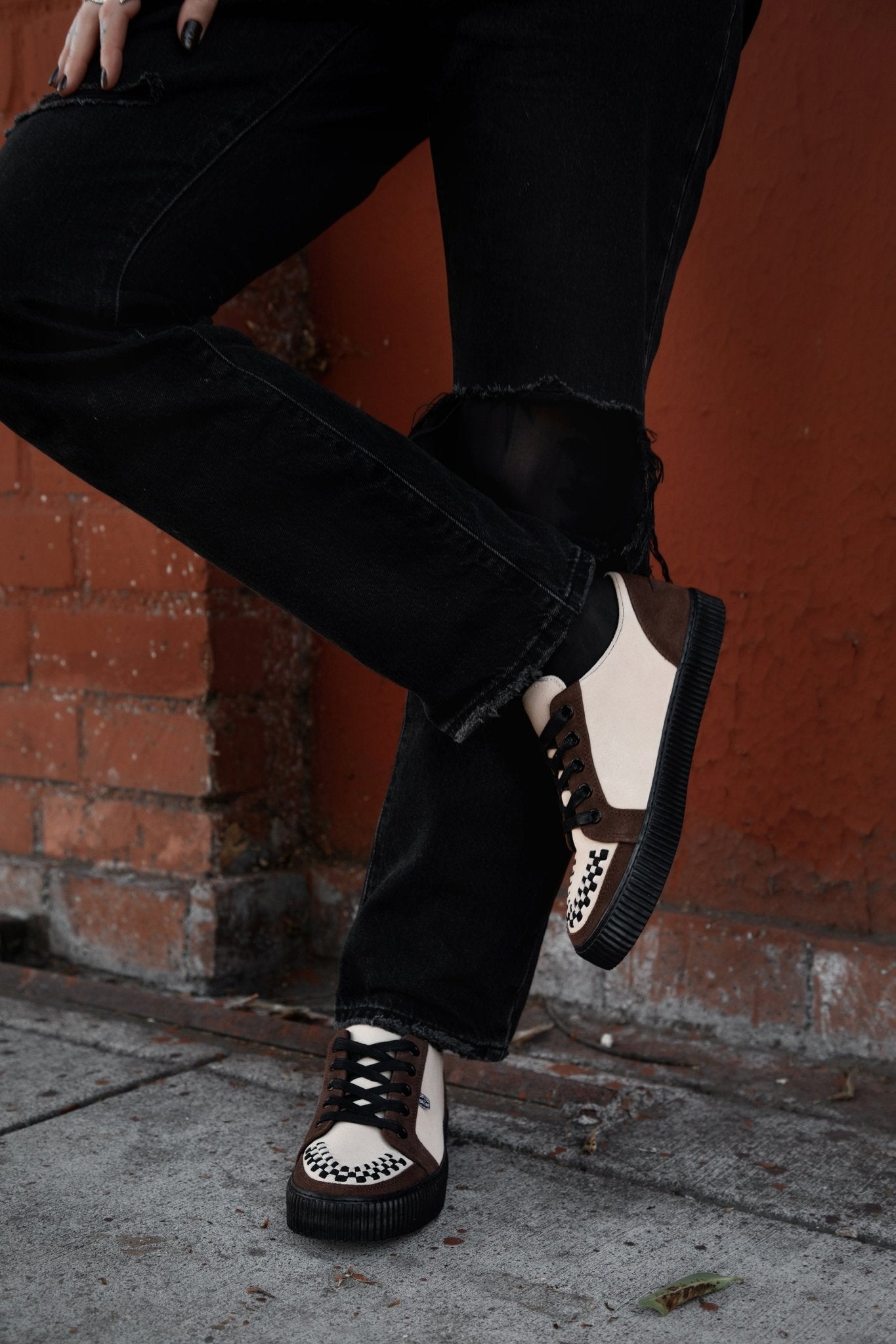 A3431 Tan & Brown Suede Lace-Up Creeper Sneaker Brown T.U.K. Shoes