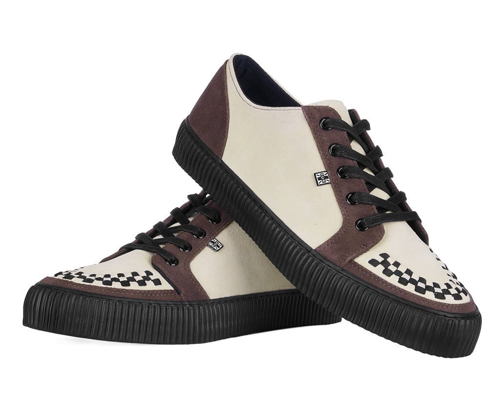 A3431 Tan & Brown Suede Lace-Up Creeper Sneaker Brown T.U.K. Shoes