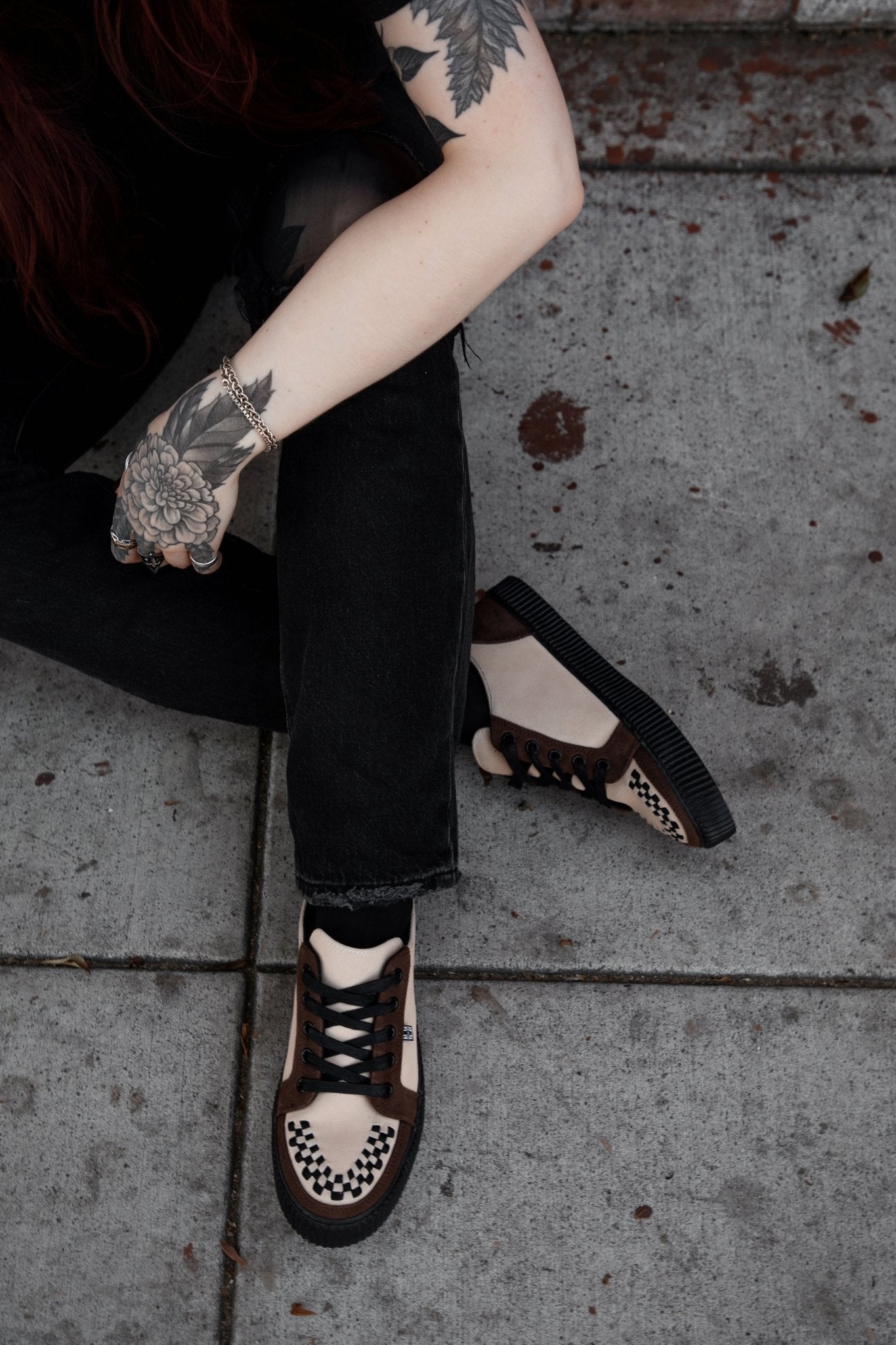 A3431 Tan & Brown Suede Lace-Up Creeper Sneaker Brown T.U.K. Shoes