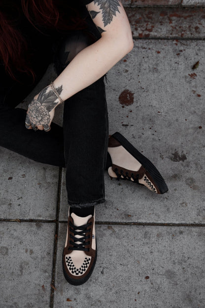 A3431 Tan & Brown Suede Lace-Up Creeper Sneaker Brown T.U.K. Shoes