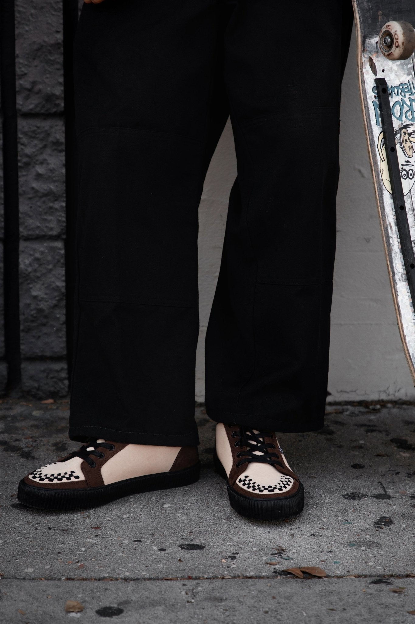 A3431 Tan & Brown Suede Lace-Up Creeper Sneaker Brown T.U.K. Shoes