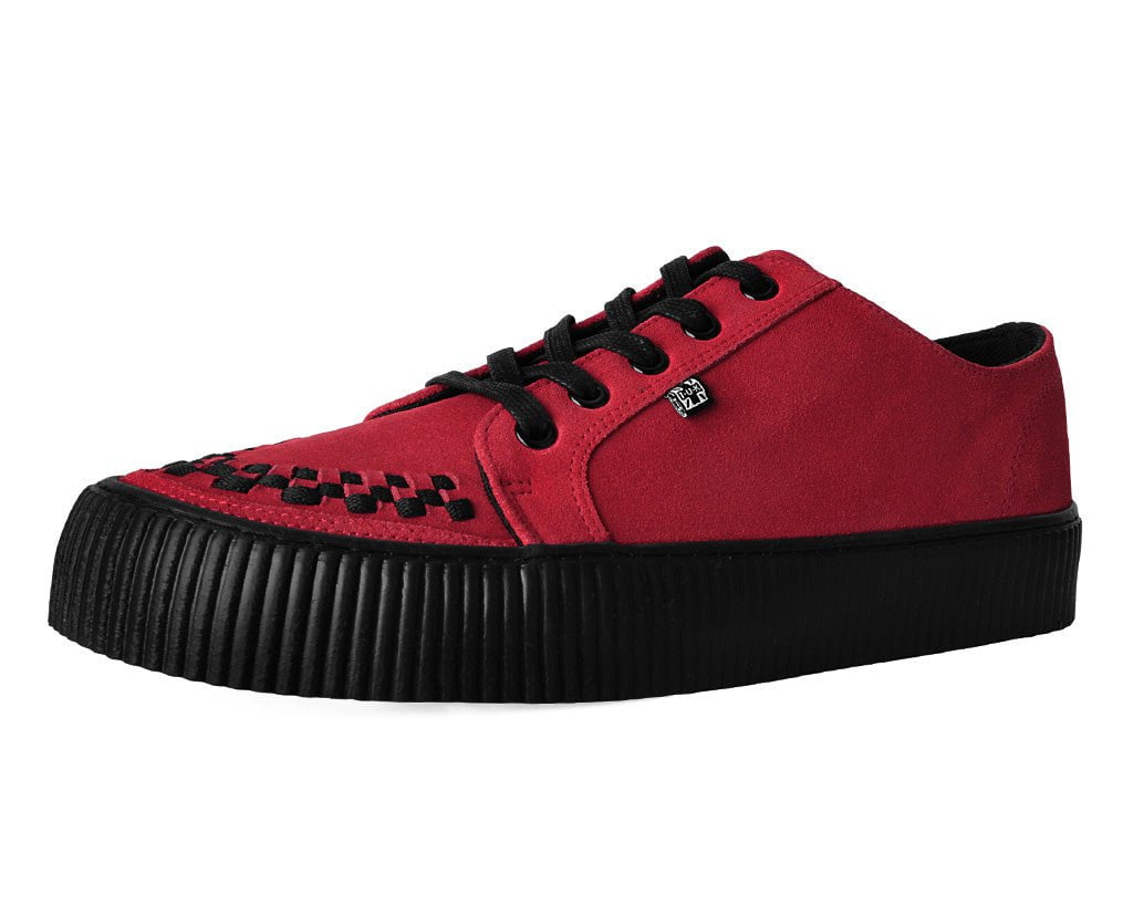 A3316 Red Suede Lace-Up Creeper Sneaker Red T.U.K. Shoes
