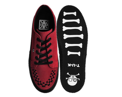 A3316 Red Suede Lace-Up Creeper Sneaker Red T.U.K. Shoes