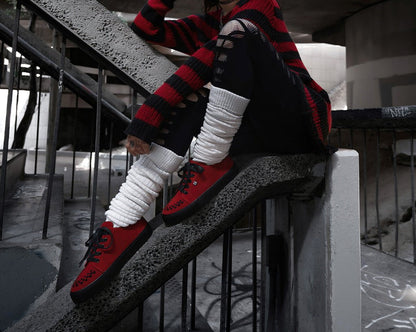 A3316 Red Suede Lace-Up Creeper Sneaker Red T.U.K. Shoes