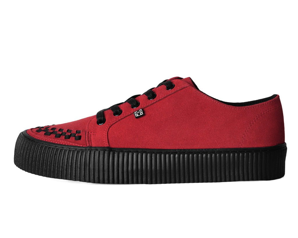 A3316 Red Suede Lace-Up Creeper Sneaker Red T.U.K. Shoes