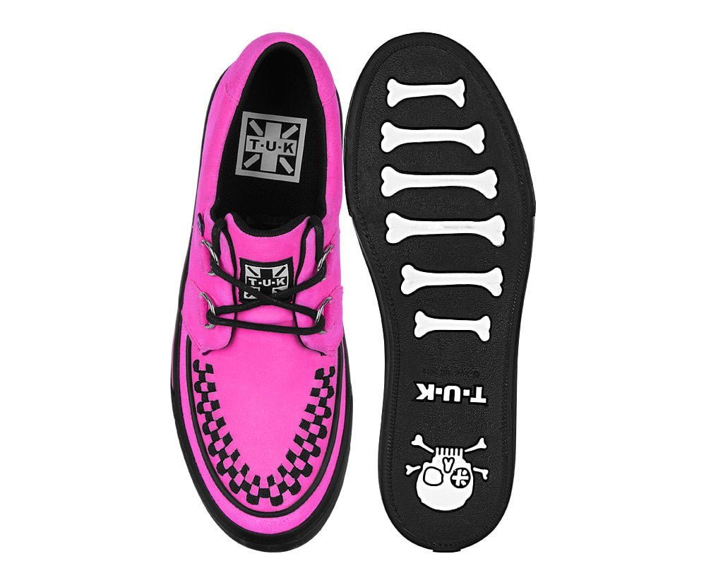 A3398 Neon Pink Suede Creeper Sneaker Pink T.U.K. Shoes