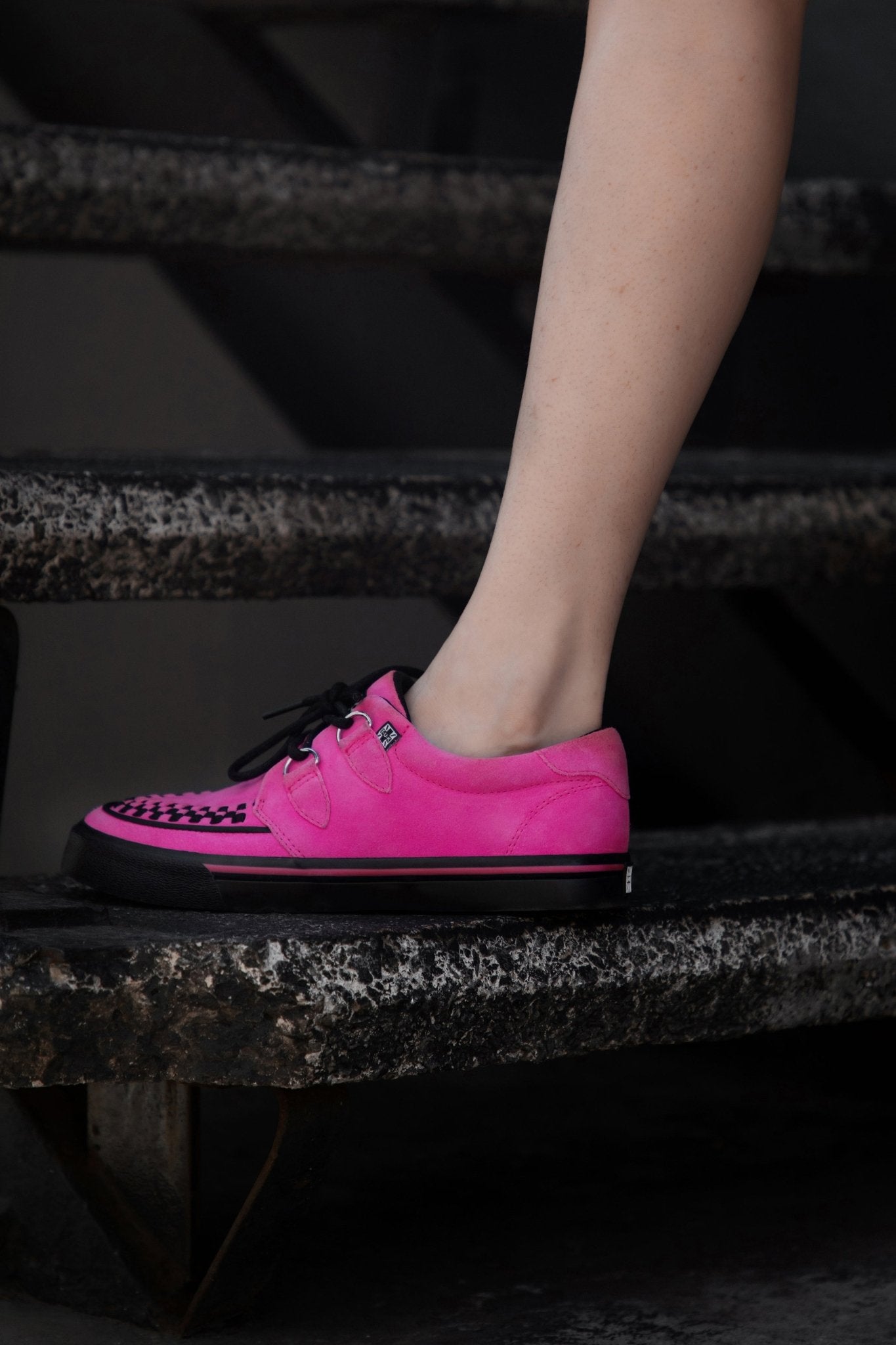 A3398 Neon Pink Suede Creeper Sneaker Pink T.U.K. Shoes