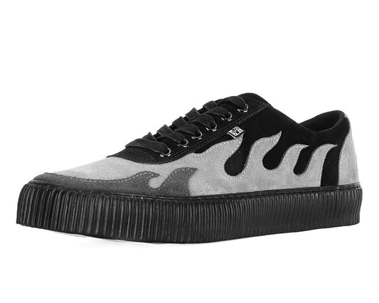 A3350 Black & Grey Suede Flame Creeper Sneaker Black/Grey T.U.K. Shoes