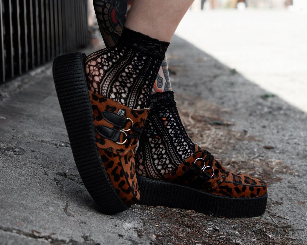 V3356L Leopard Print Creeper Mule Brown T.U.K. Shoes