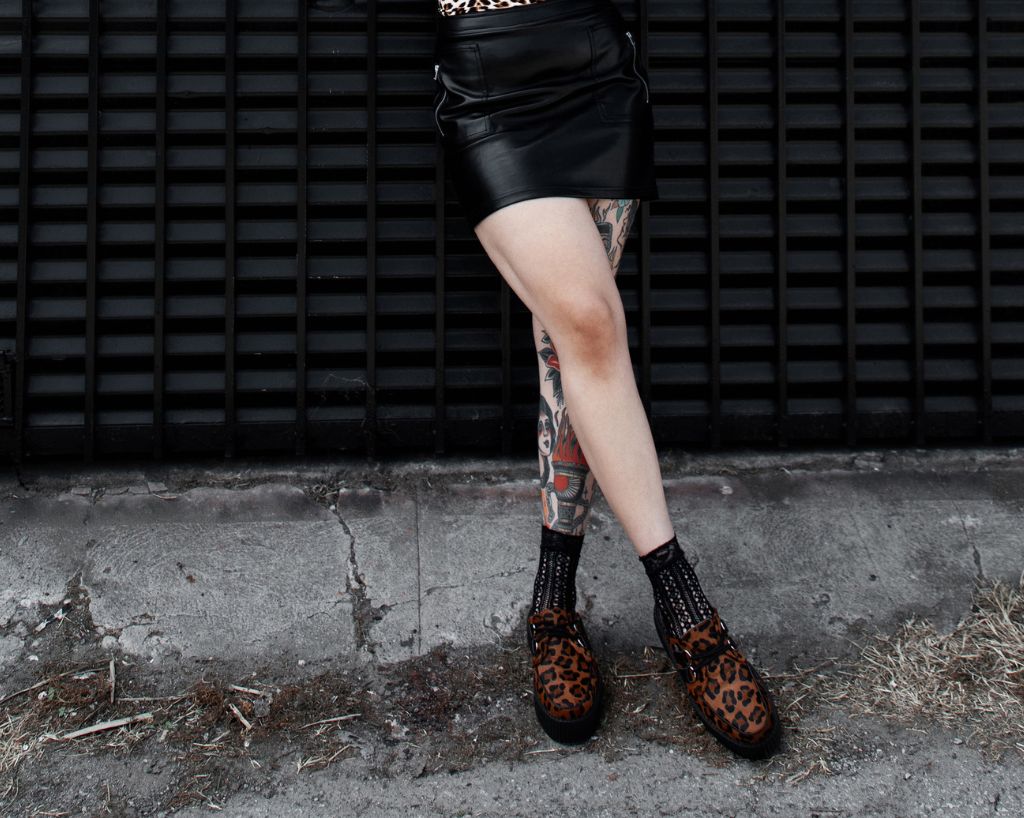 V3356L Leopard Print Creeper Mule Brown T.U.K. Shoes