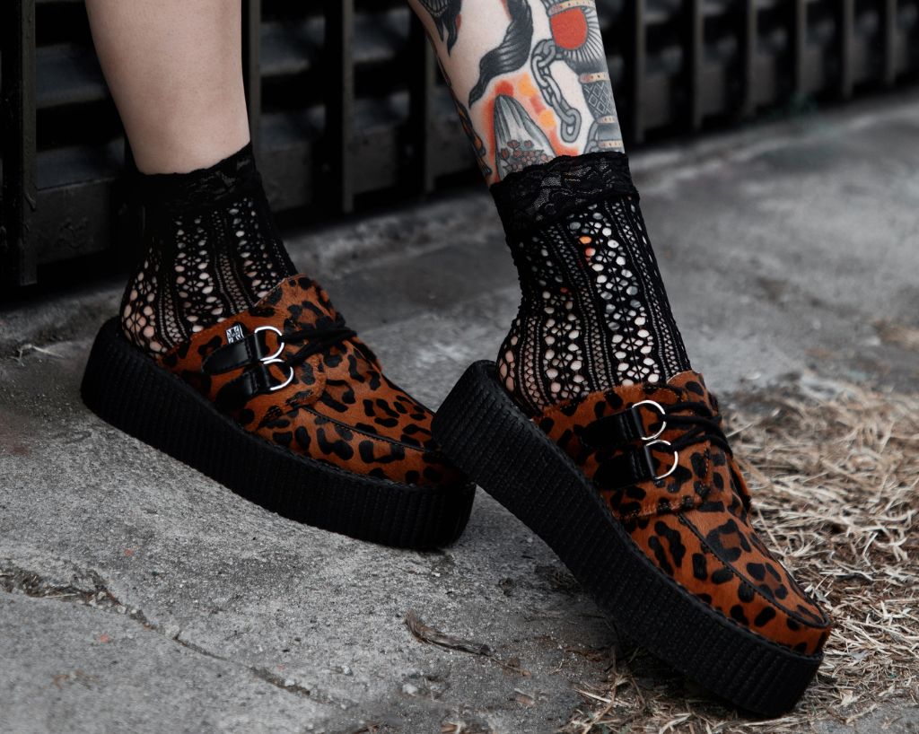 V3356L Leopard Print Creeper Mule Brown T.U.K. Shoes