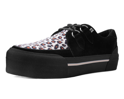 A3137 Black & Leopard Suede Platform Creeper Sneaker Leopard T.U.K. Shoes