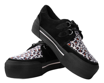 A3137 Black & Leopard Suede Platform Creeper Sneaker Leopard T.U.K. Shoes